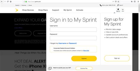 sprint login error